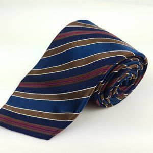 Ermenegildo Zegna Navy Brown Red Striped Silk Tie